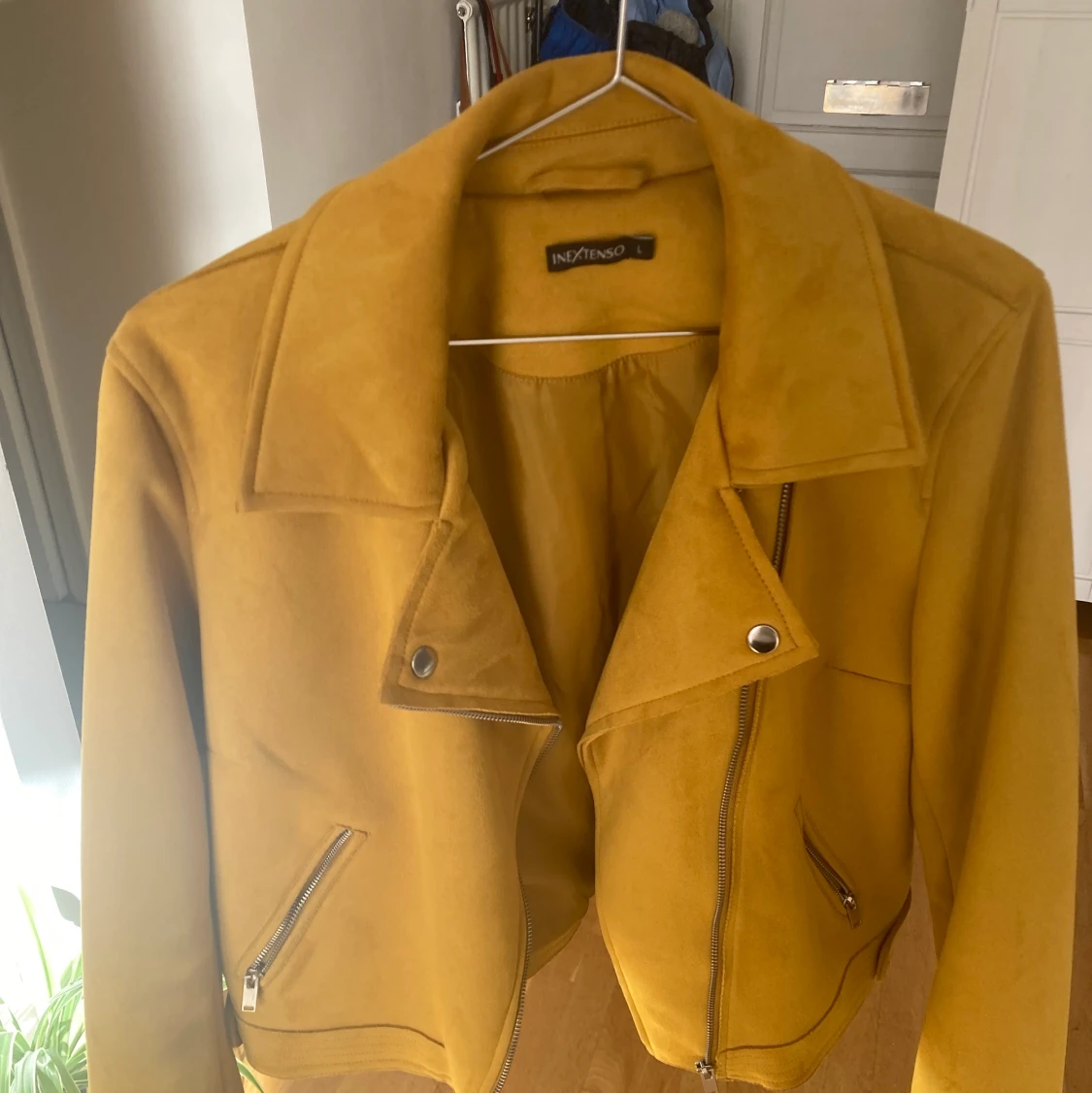 Yellow/ochre eco-suede jacket L  - 90