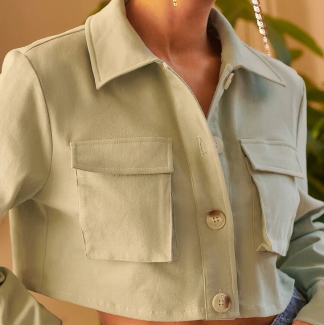 Grön kort short jacka  - 90