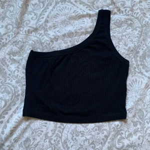Asos black one shoulder top - Ribbed black top, size s.