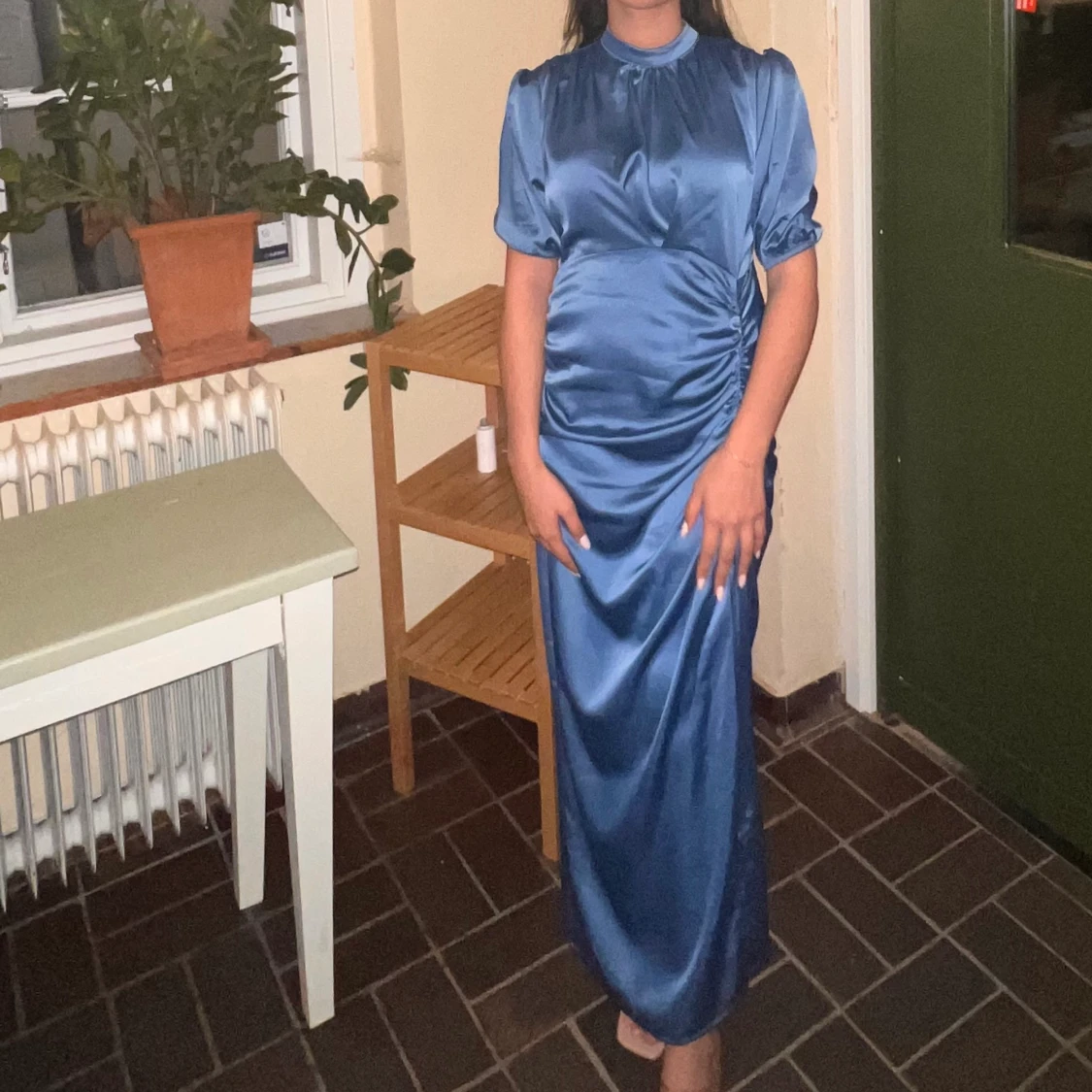 Blå maxikläninng i siden - 91