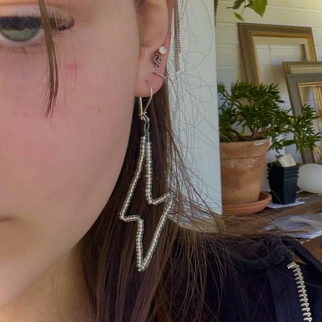 Blixt örhängen av silver med glaspärlor - 90