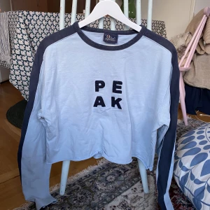 Vintage Peak Performance tröja - En vintage peak performance i fin blå färg. Den är ursprungligen strl XL men är avklippt så inte lika lång som den var från början, sitter fint oversized på mig som är strl S! 