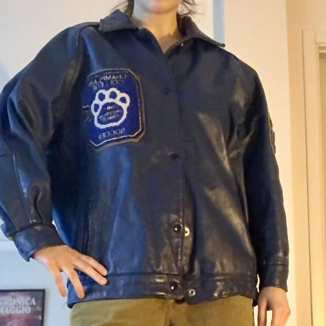 Vintage oversized läderjacka - 90