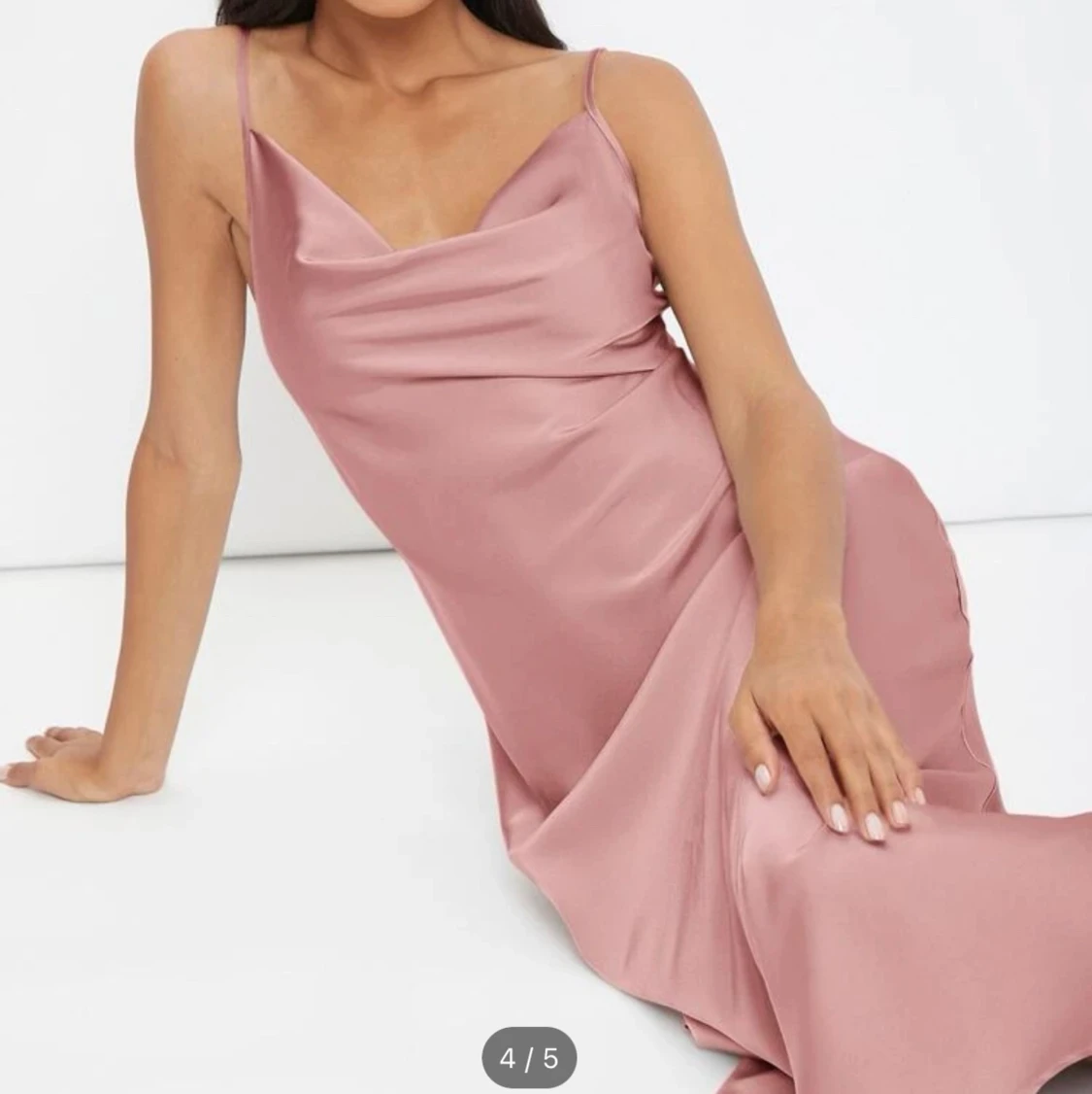 Rosa lång silkesklänning - 91