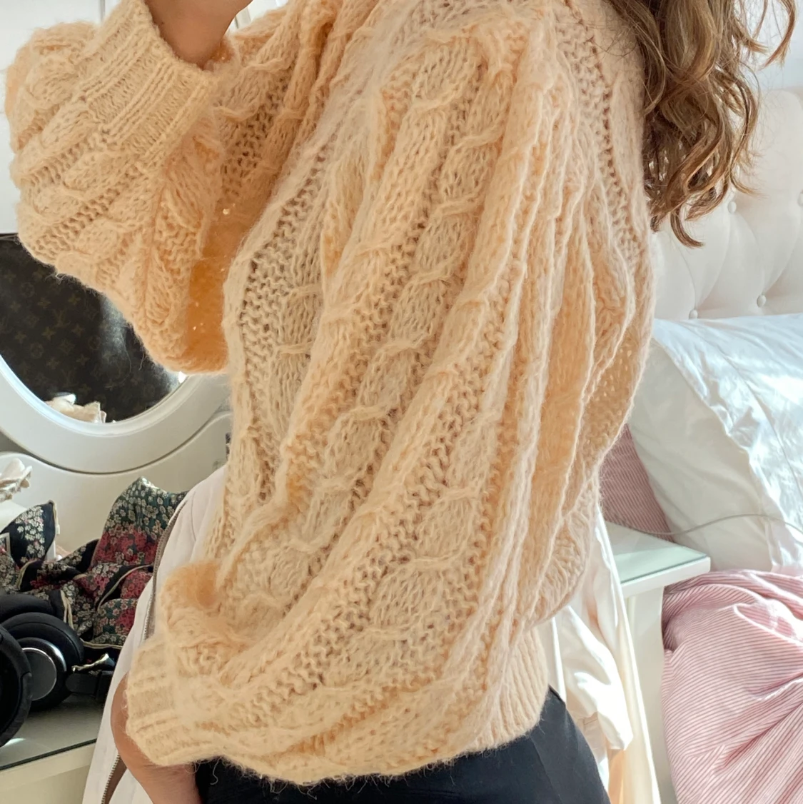 ASOS stickad aprikos tröja med ballongärmar stl 36 - 90