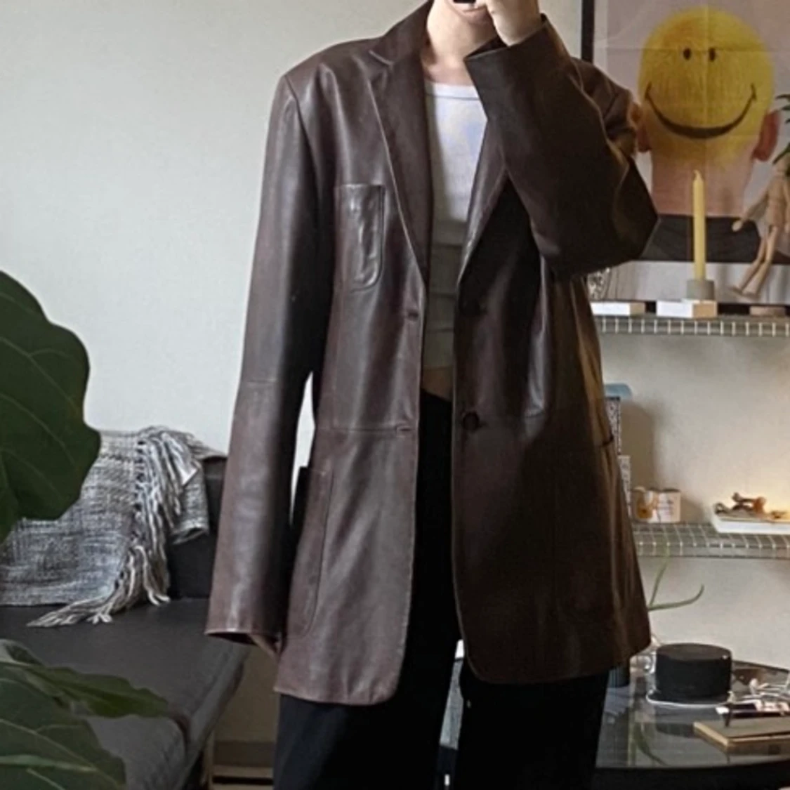 Brun skinnjacka - 90