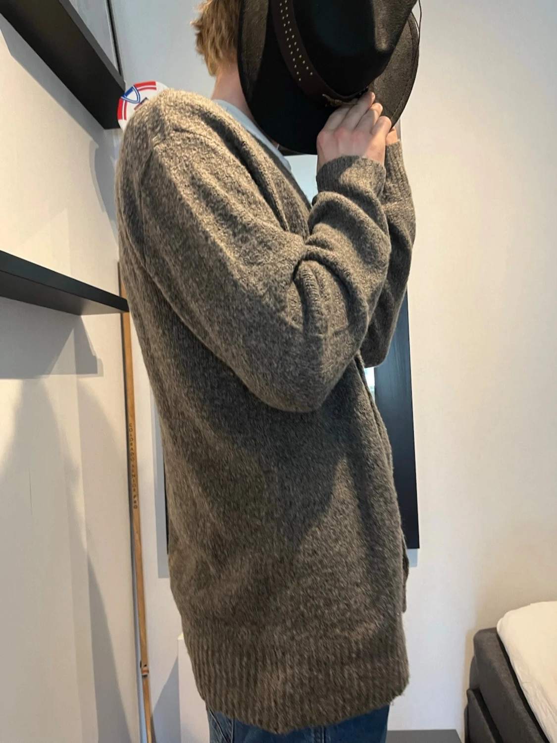 Gråmelerad kofta med knappar - 2