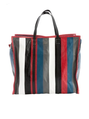 Balenciaga  - Balenciaga Bazar shopping tote bag in size XL Grey/red striped multicolour leather In great condition