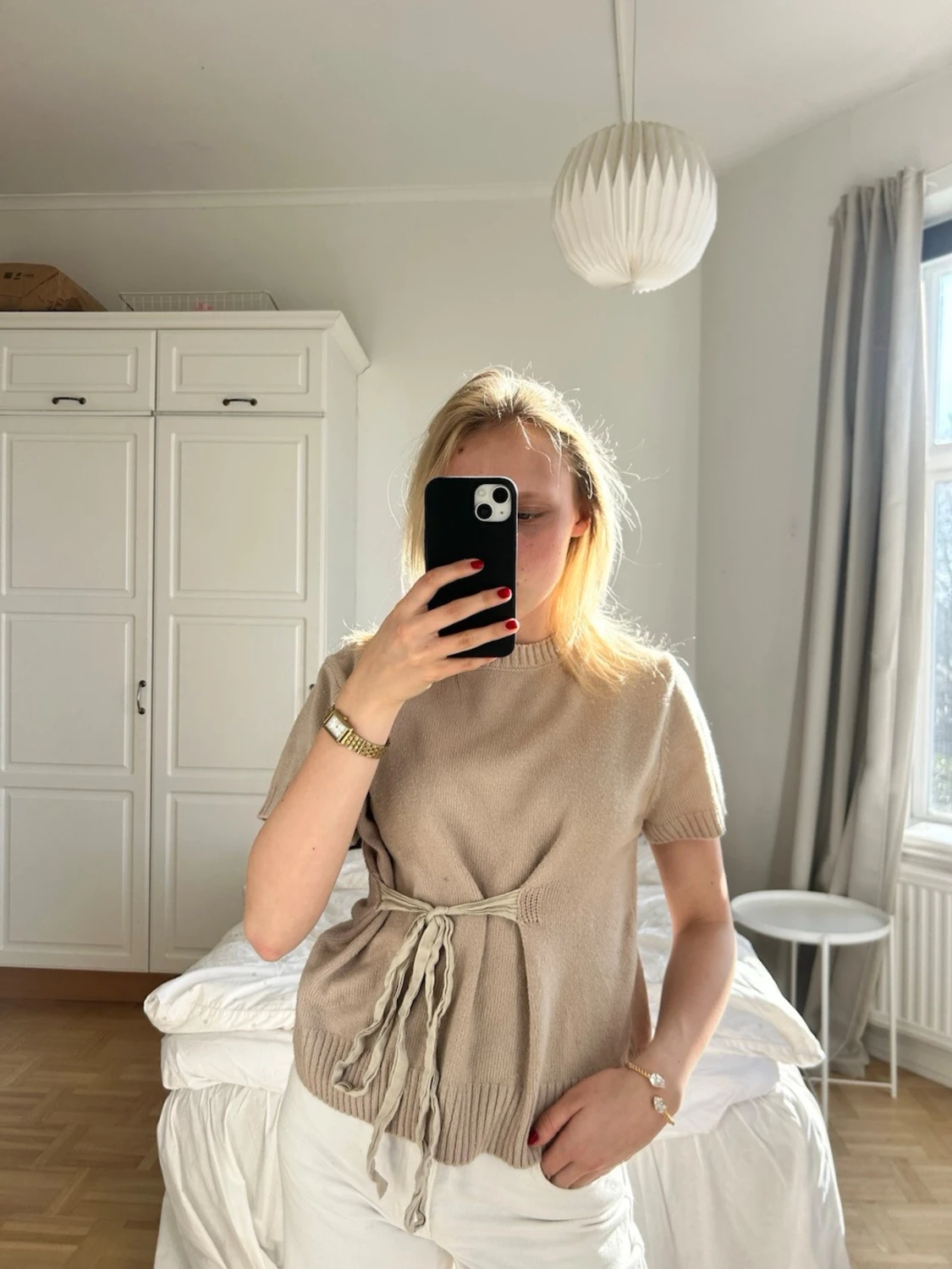 Beige stickad topp med knytband💖💖🤌🏼 - 2