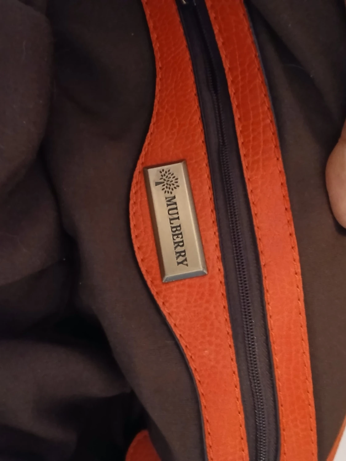Orange handväska med flätade handtag - 2