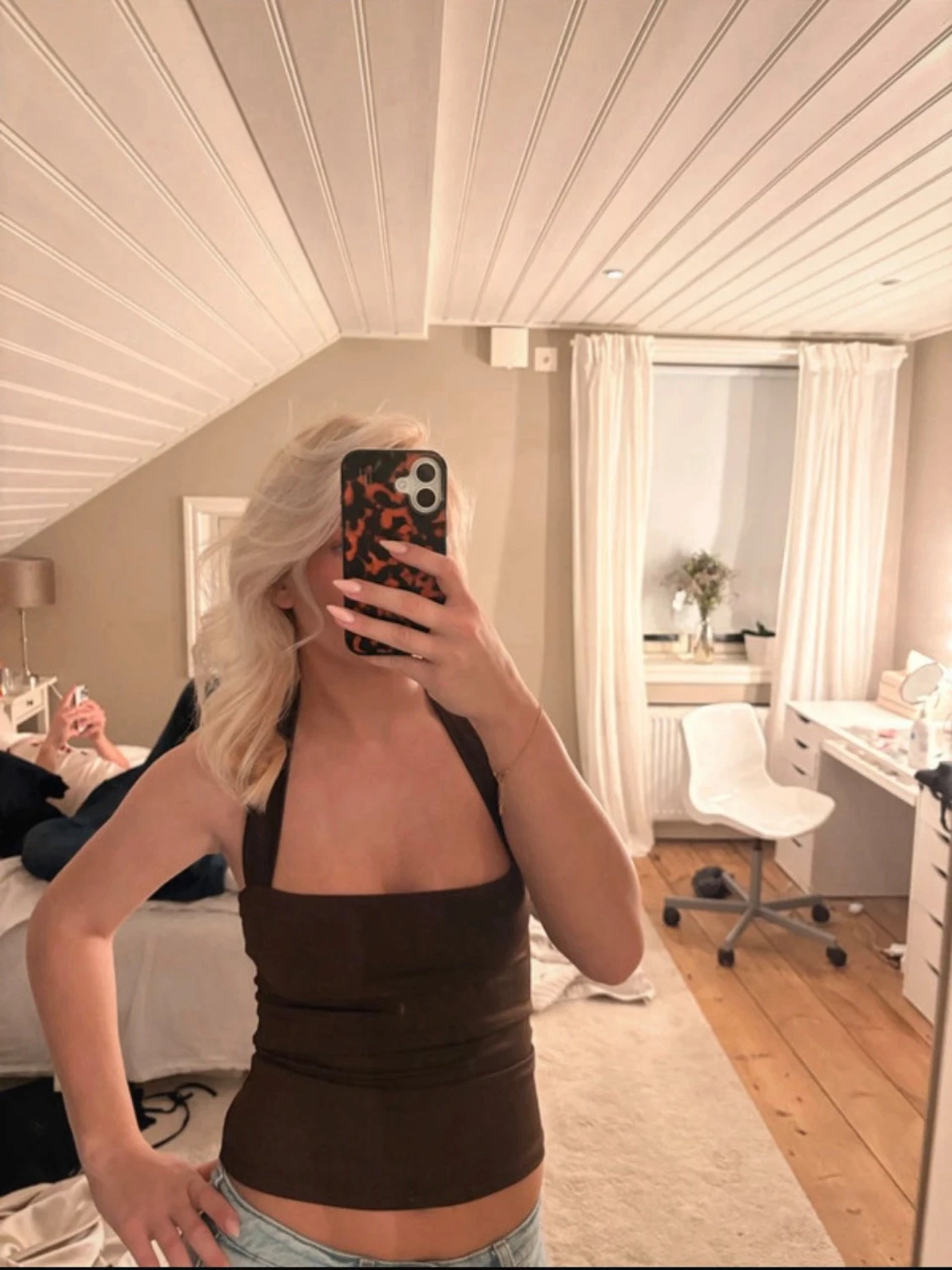 Brun halterneck topp
