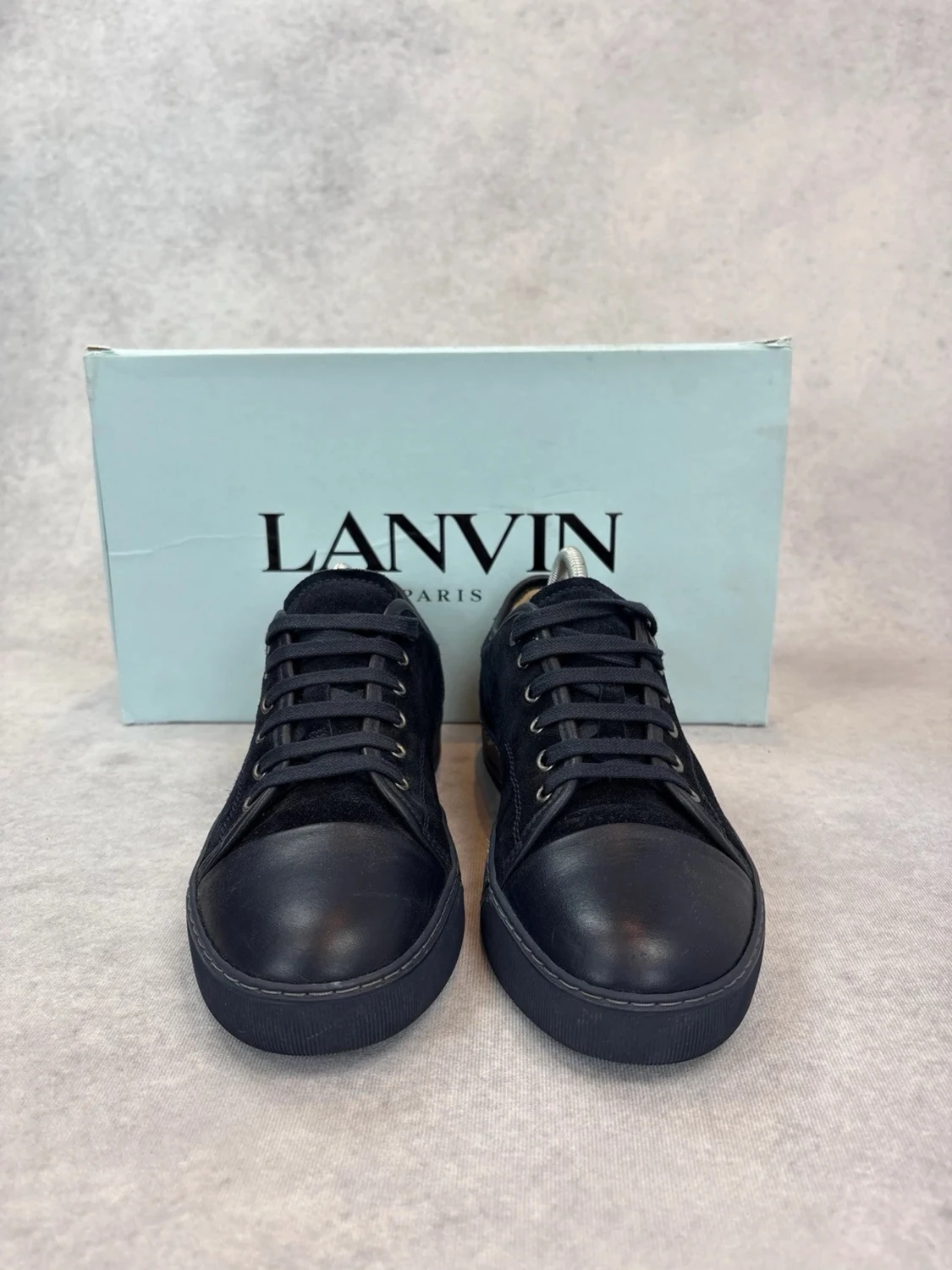 Svarta Lanvin sneakers i mocka och läder - 1