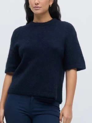 Mörkblå stickad tröja - kortärmad stickad tröja från gina, nästan aldrig använd 