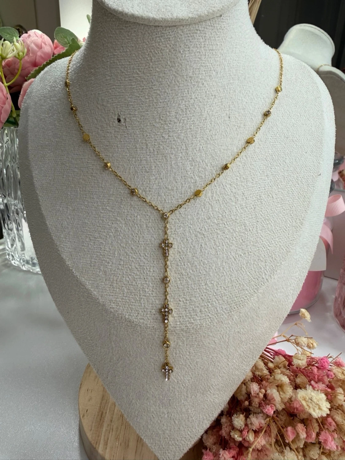 Y-format halsband i rostfritt stål – 18K guldpläterat - 3