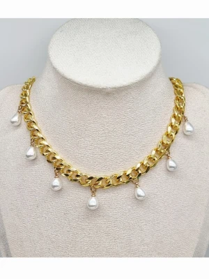 Handgjort halsband med pärlor  -  Kedjetjocklek-7,2mm. ✏️Beteckningen för rostfritt stål – 201 – en lägre klass, kan reagera snabbare med vatten, parfymer och oxidera. #32