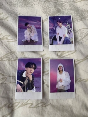 Stray Kids Rockstar Hyung line set  - Säljer dessa fyra polaroids då ja redan har ett likadant från Rockstar albumet med the Hyung line: Bang Chan, Lee Know, Changbin o Hyunjin. Helt oanvänt o e i nytt skick. Medföljer även två freebies som syns på sista bilden