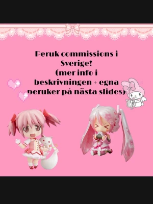 Cosplay peruk commissions! - Jag ska börja görs perk commissions så snart som möjligt för att kunna spara ihop till con biljetter. Enklast för mig som säljare hade varit att sälja via Plick (@lesbiner) där det betalas med swish direkt. Anledningen att det är relativt dyrt är att jag själv som stylar perukerna köper dem, därför lite extra med både perukköp och styling. Min insta är orangejuicecosplay, jag tar emot commissions på WhatsApp (som är linkad till min insta), tiktok, insta och plick, dock gör jag ej ponytail wigs. 