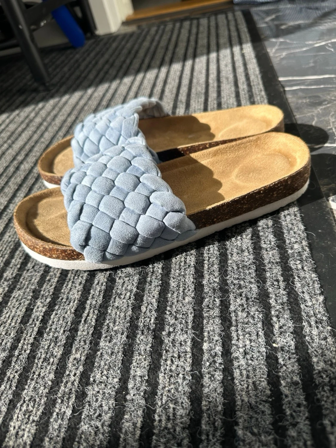 Blå flätade slip-in sandaler - 1