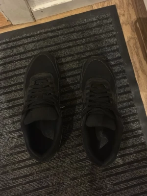 Svarta sneakers från Nike  - Snygga helsvarta sneakers från Puma med klassisk design. Skorna har lågt skaft, snörning och ovandel i en mix av textil och syntetmaterial. Perfekta för en stilren och sportig look.