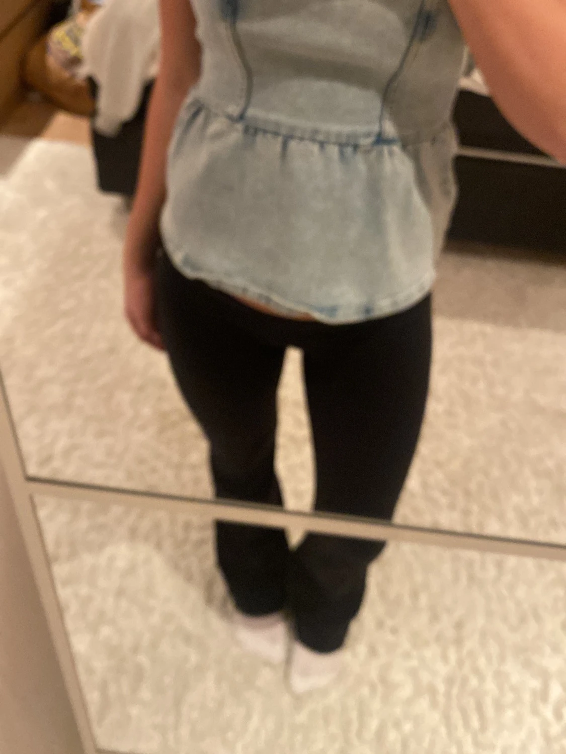 Ljusblå axelbandslös jeanskorsett - 2