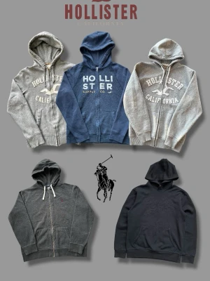 5 hoodies från Hollister och Ralph Lauren i paket - 5 stycken hoodies från Ralph Lauren och Hollister. Perfekt för reselling  - Hollister hoodie 1 grå: strl L - Hollister hoodie 2 marinblå: strl L - Hollister hoodie 3 grå: strl L - Ralph Lauren hoodie 1 mörkgrå: strl XXL - Ralph Lauren hoodie 2 svart: strl S Hör av er vid frågor eller förhandling!