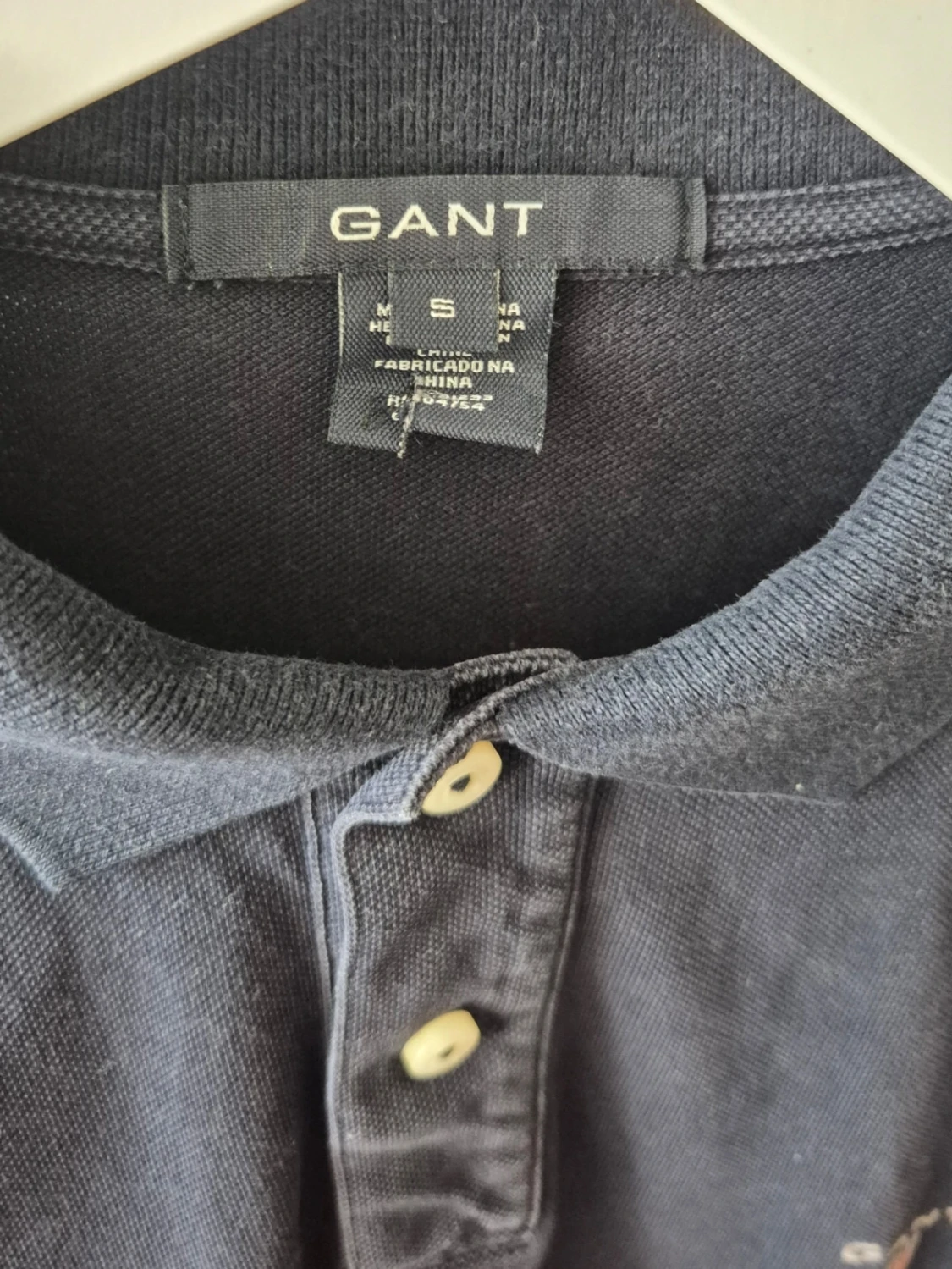 Marinblå pikétröja från GANT herr - 1