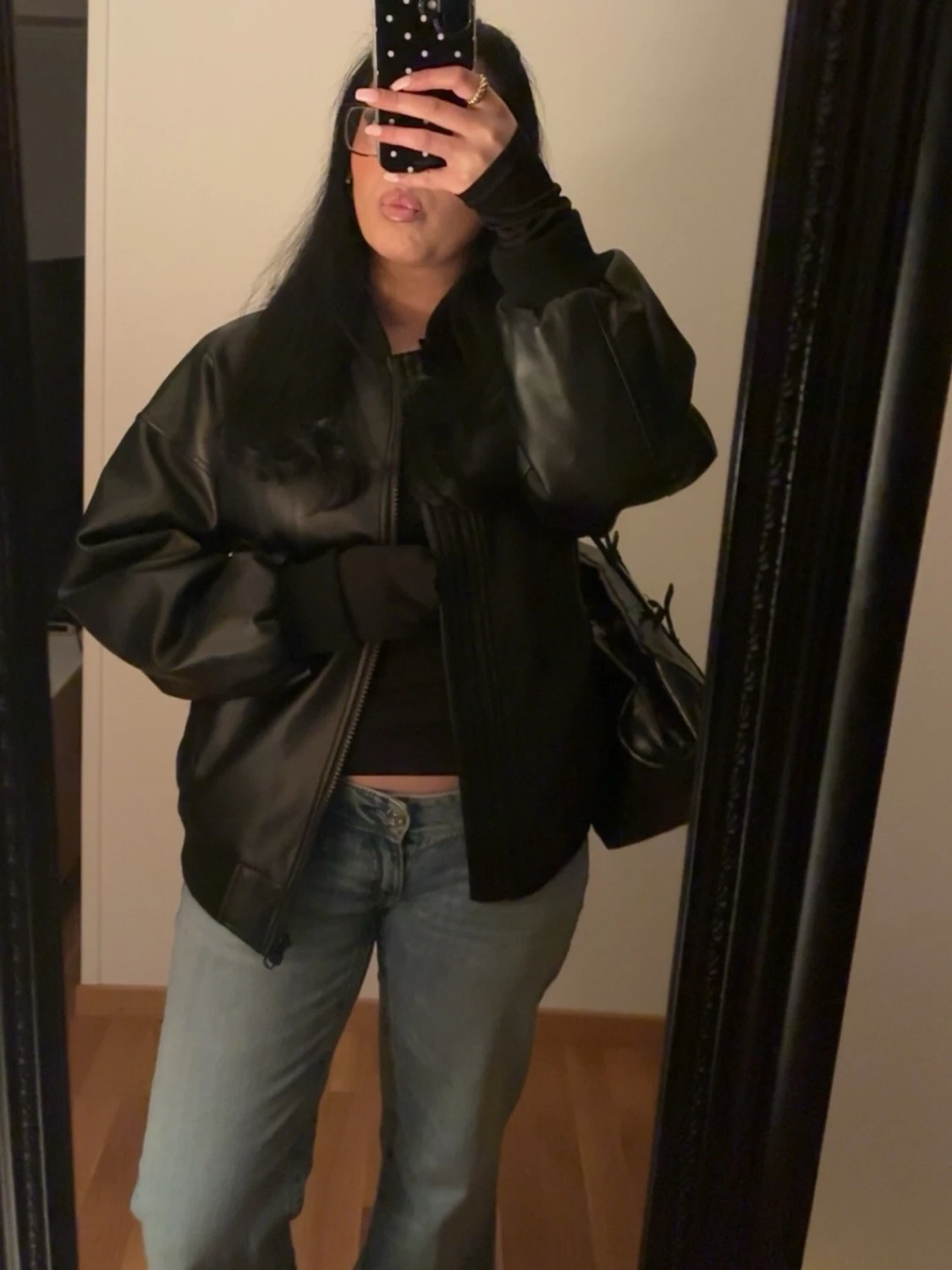 Svart oversized skinnjacka - 1