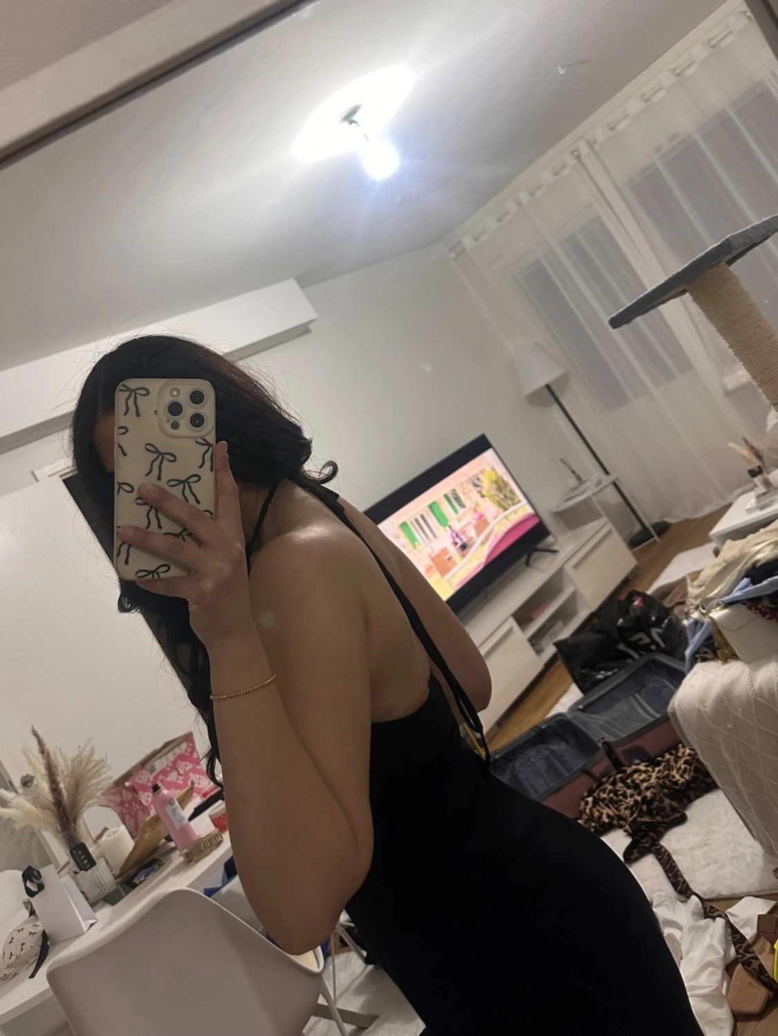 Svart långklänning med slits - 2