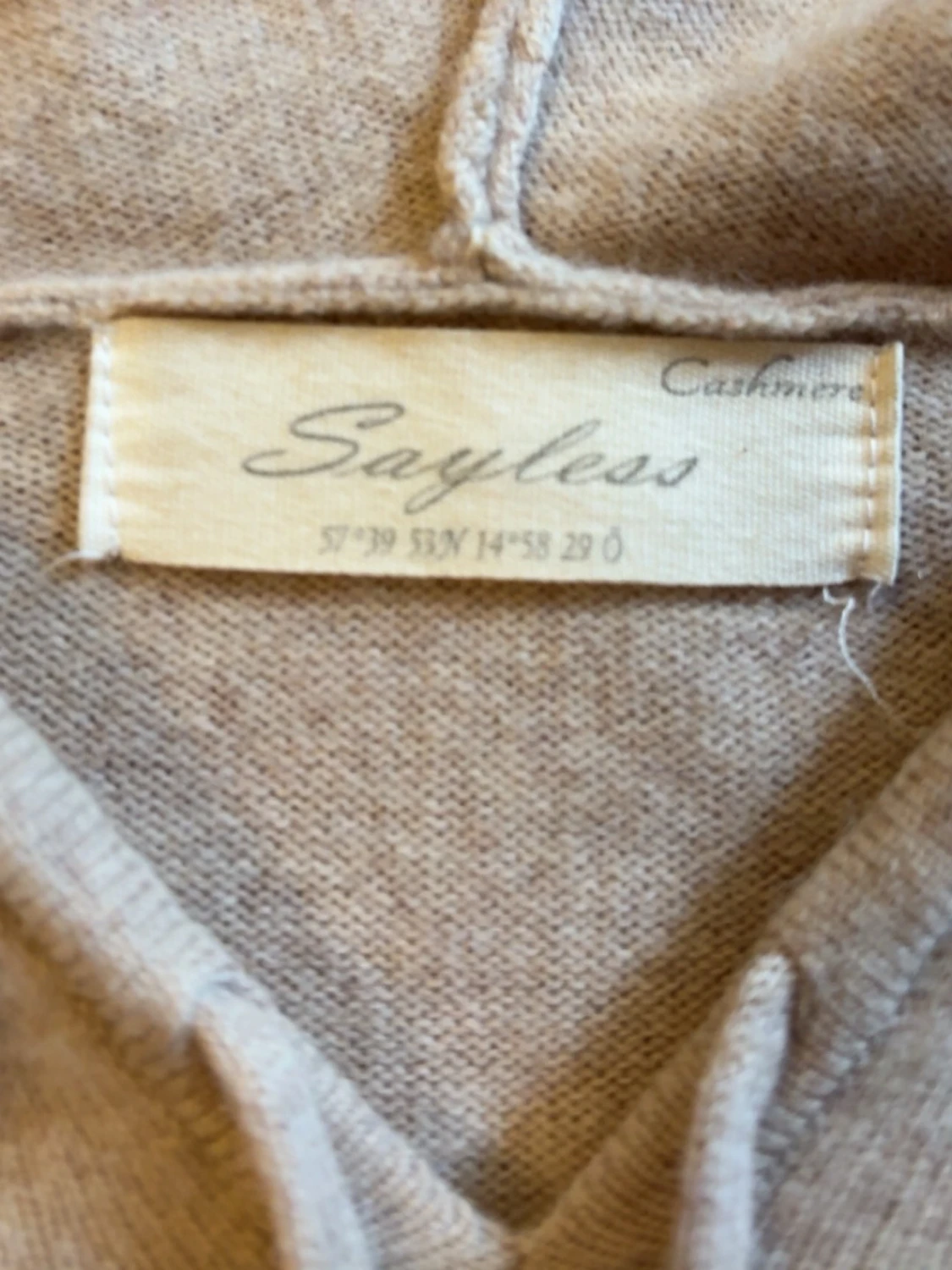 Beige Sayless hoodie 100% kasmhir - 2