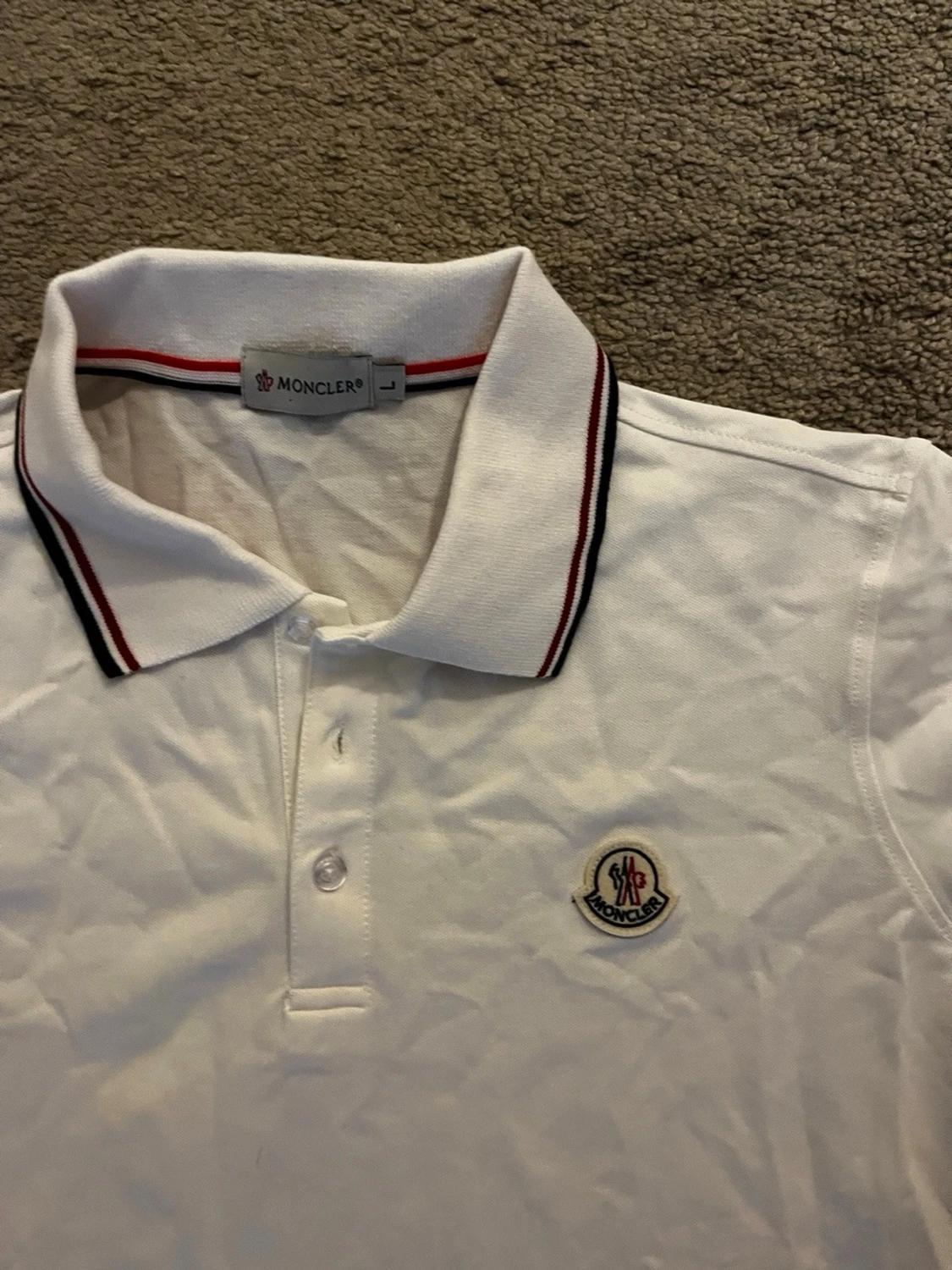 Vit Moncler pikétröja  - 1