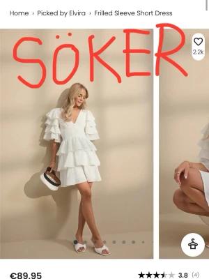 Vit studentklänning från Bubbleroom - Söker denna studentklänning, frilled sleeve short dress, från Bubbleroom i storlek xs/s! Betalar originalpris🩷Skriv gärna privat om du har denna och funderar på att sälja☺️