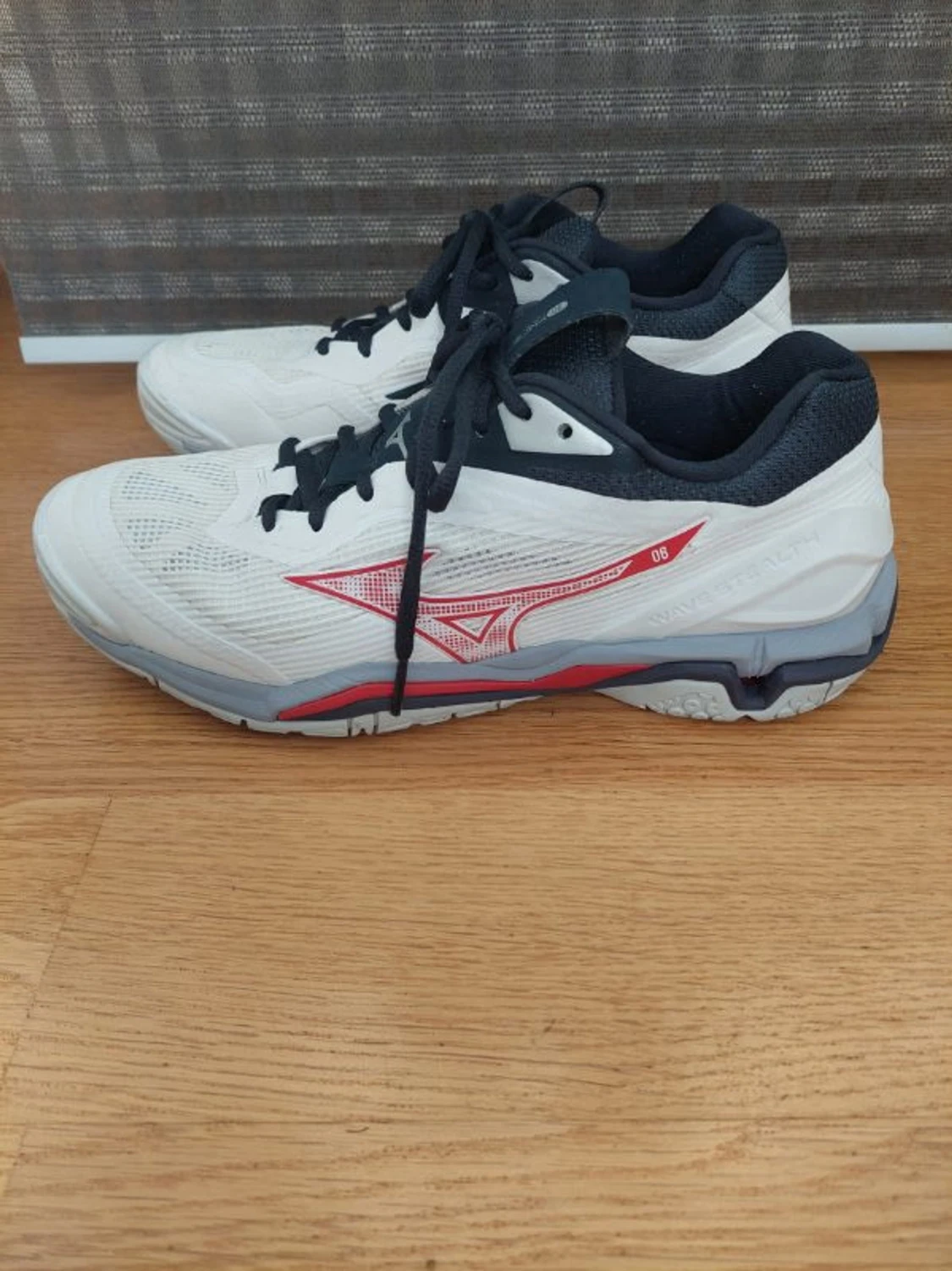 Vita Mizuno inomhusskor med svart detalj