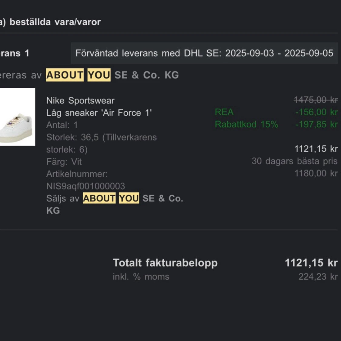 Nike Air Force 1 Med Guld Detaljer - 1