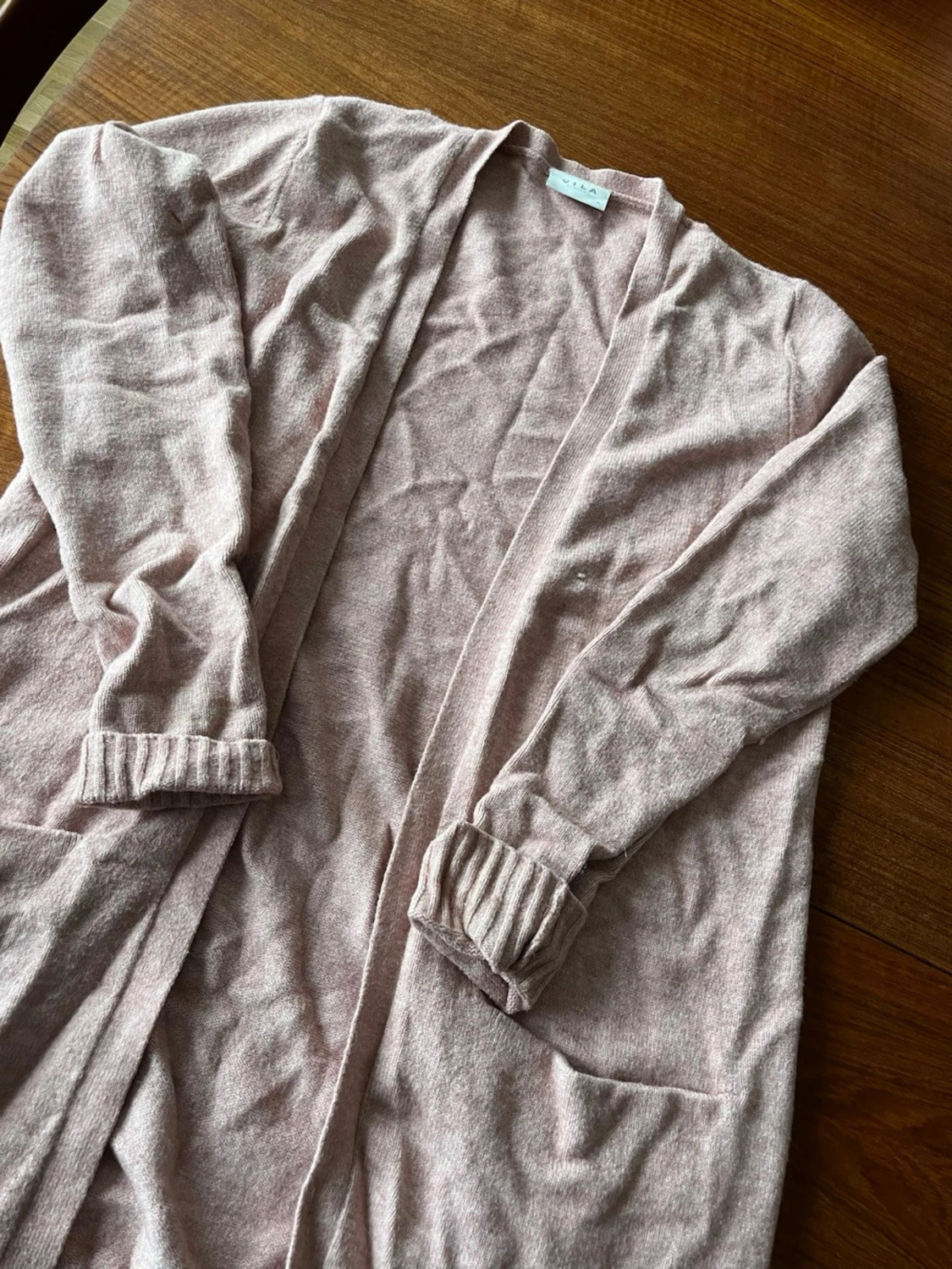 Ljusrosa lång kofta från VILA - 1