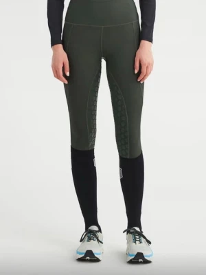 Mörkgröna ridleggings från maya delorez  - Snygga mörkgröna ridleggings från maya delorez med hög midja och svart kontrast nedtill. Har greppdetaljer på insidan av benen och praktiska fickor på sidorna. Perfekta för dig som vill ha både stil och funktion i stallet. Går med på alla bud!