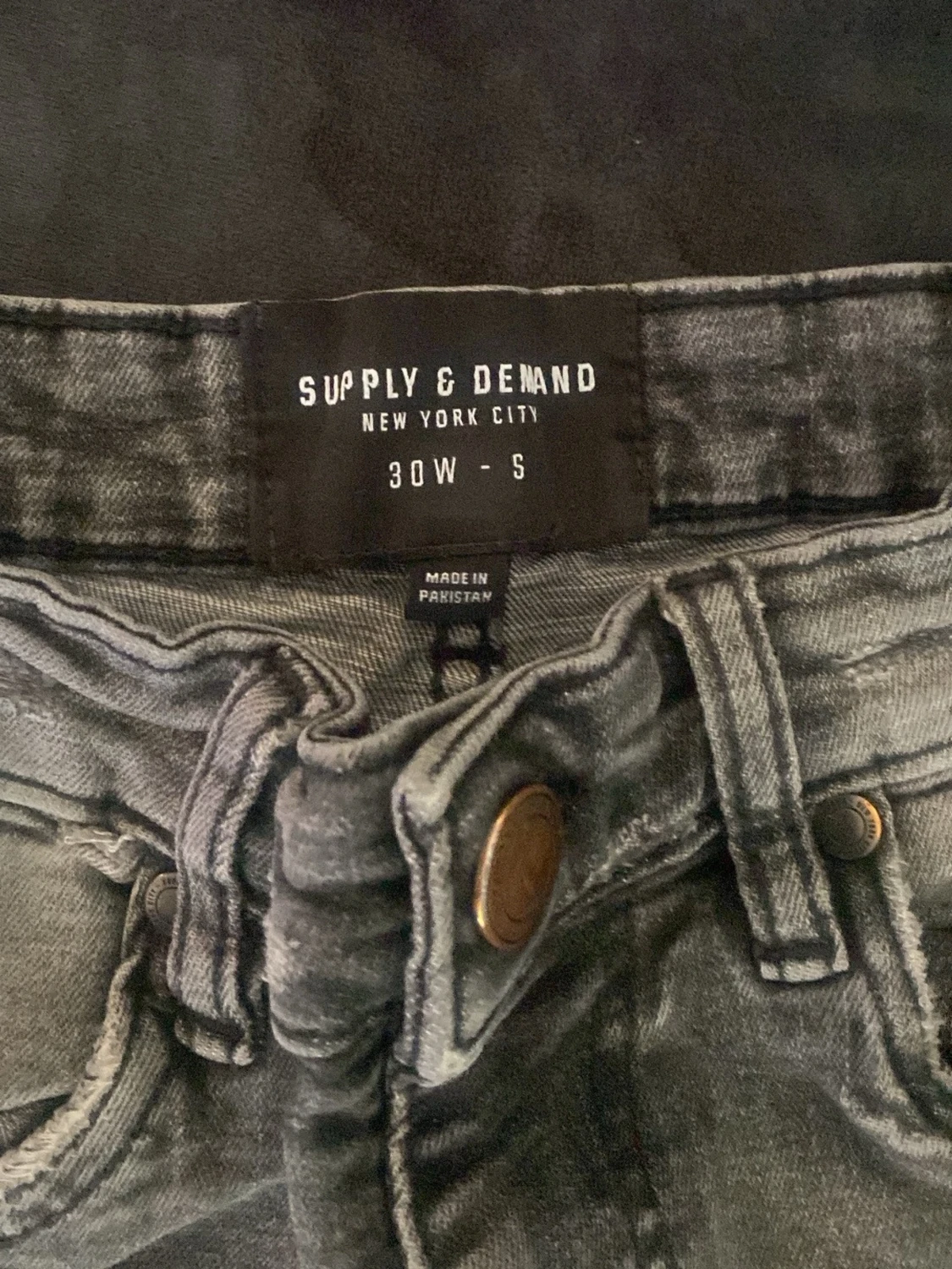 Grå slitna skinny jeans - 2