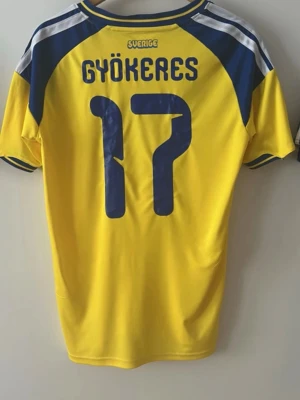 Sverige fotbollströja Gyökeres 17 - Sveriges nya vm fotbollströja från Adidas med Gyökeres och nummer 17 på ryggen1:1