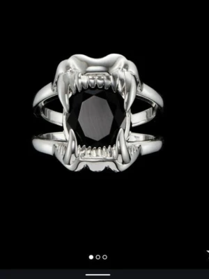 Silvrig ring med svart sten Maria Nilsdotter  - Riktigt cool ring från Maria Nilsdotter, köptes i början av året på deras butik på nk. Fint skick, storlek 17mm. Ask kommer med