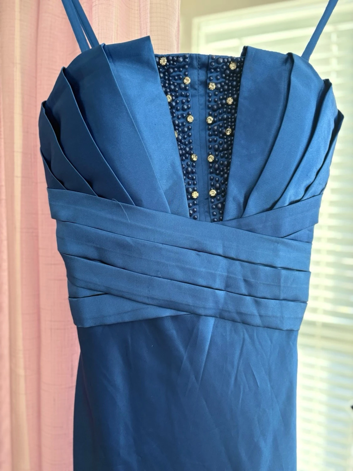 LAUTINEL Blå balklänning med pärldetaljer strl S/M (se bilder) - 1