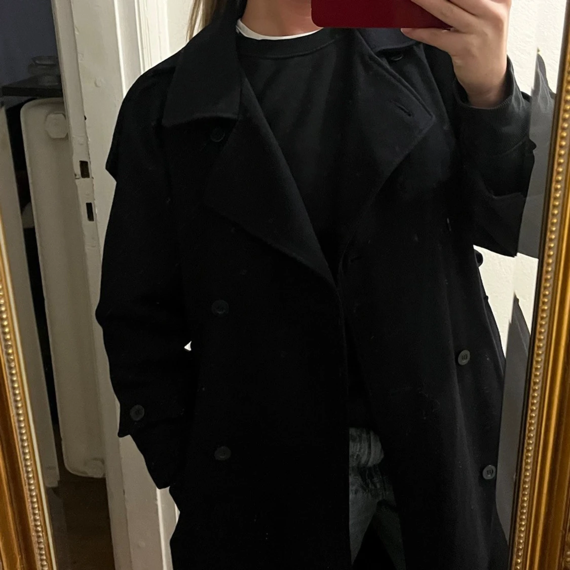 Marinblå kappa i ull - 2