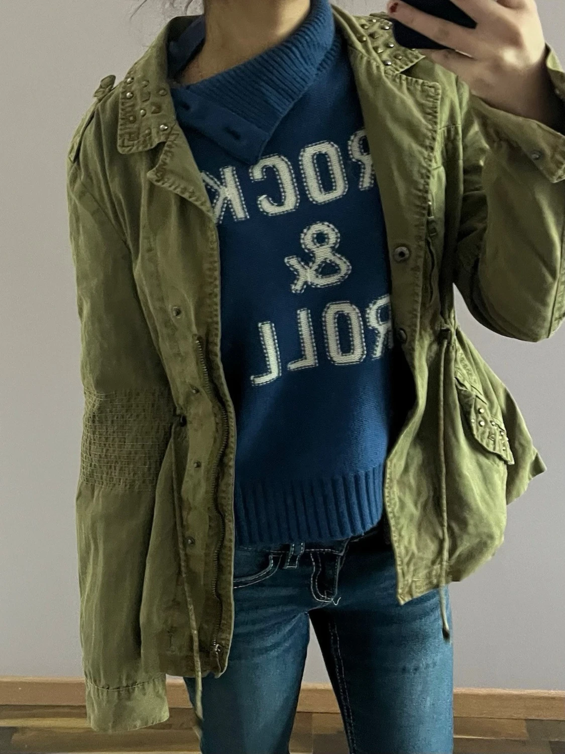 Grön utilityjacka med nitar  - 1