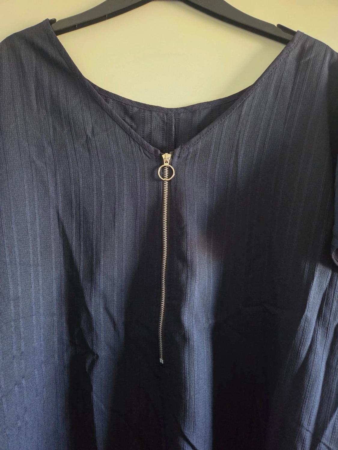 Mörkblå blus med dragkedja, XXL - 2