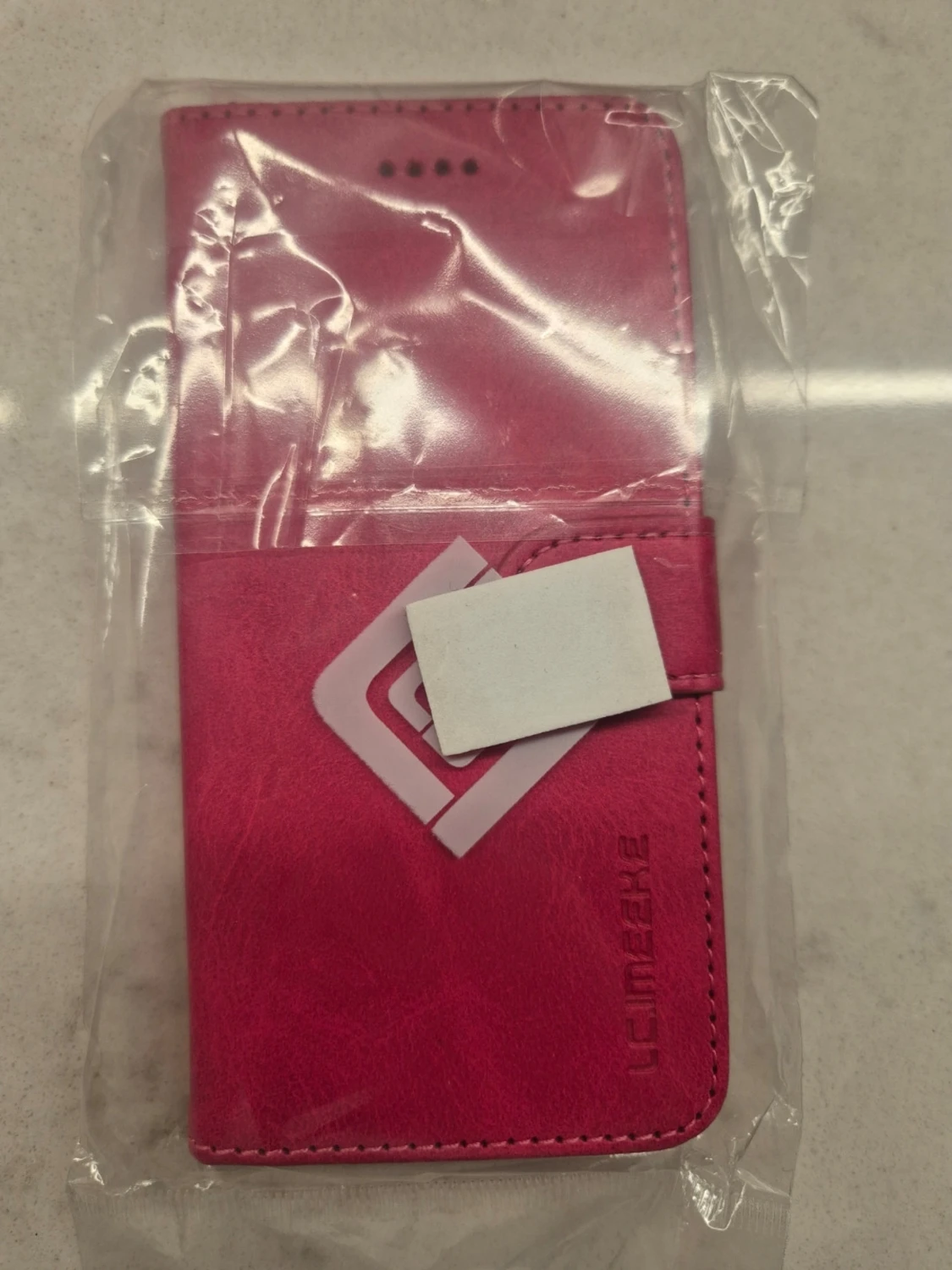 Rosa plånboksfodral i läder till iPhone