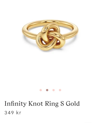 Guldfärgad Infinity Knot Ring, S (Edbland)  - Oanvänd (helt ny) ring en med unik infinity-knut framtill. Ringen har en stilren och modern design som sticker ut och passar perfekt för dig som gillar trendiga accessoarer. Storlek S, innerdiameter ca 16,8 mm från Edblad.                                               Pris går att diskuteras💗