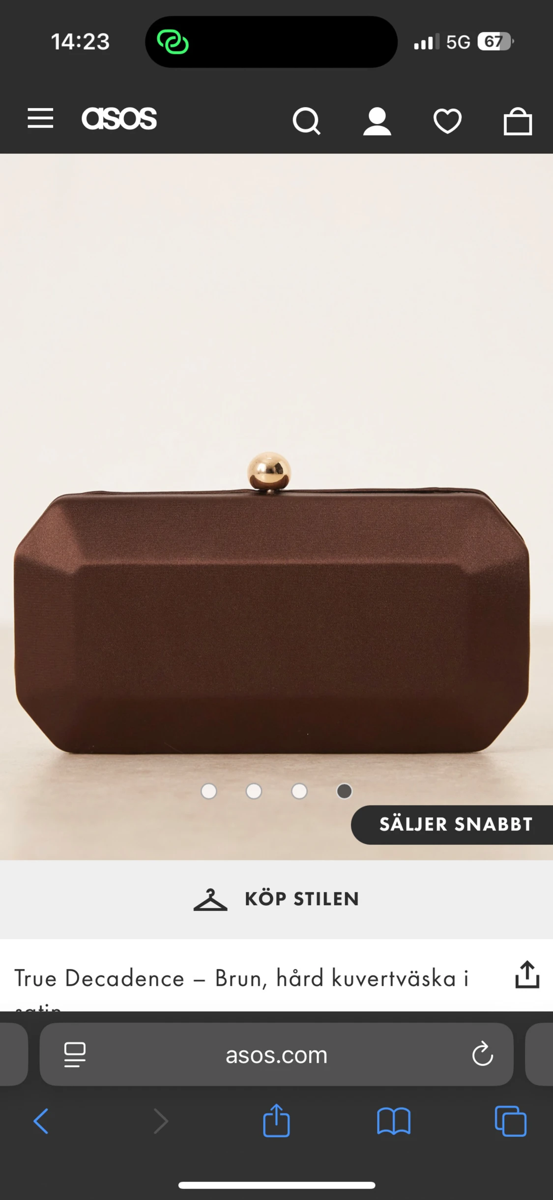 Brun hård kuvertväska i satin - 1