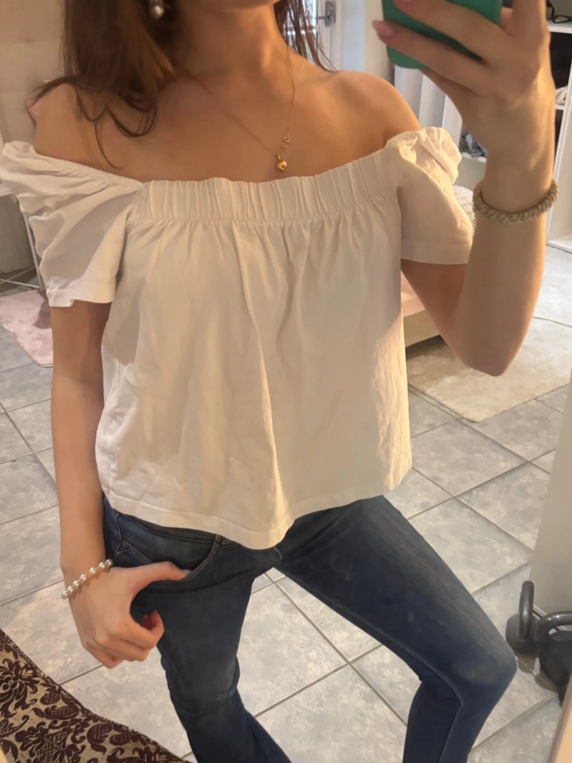 Vit offshoulder topp i bomull - 3