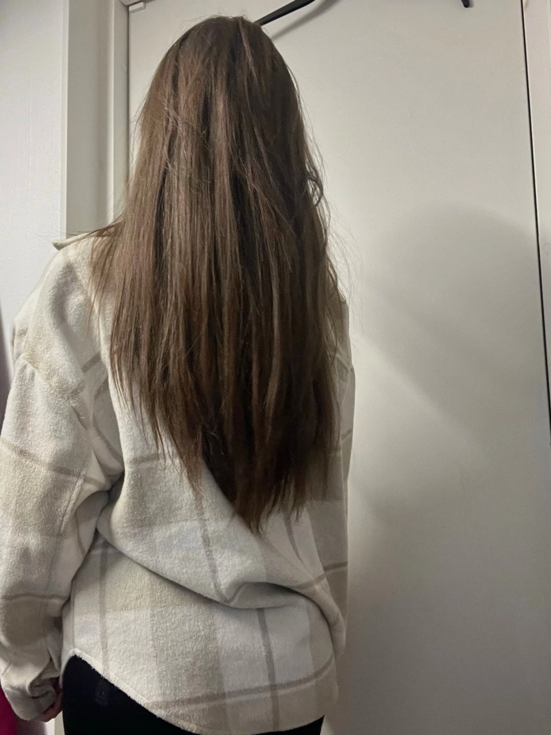 Beige och vit rutig overshirt - 1