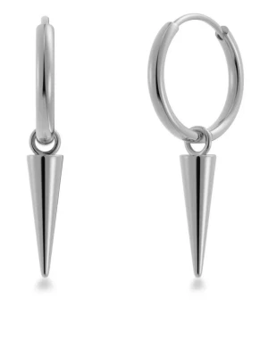 Peak hoops silver  - Snygga örhängen i silverfärgad metall med rund ring och en konformad hängare. Stilren och modern design som passar till många olika looks. Perfekta för dig som gillar minimalistiska accessoarer med en edgy twist.  Från Edblad och aldrig använda skriv om ni har några frågor 🤗