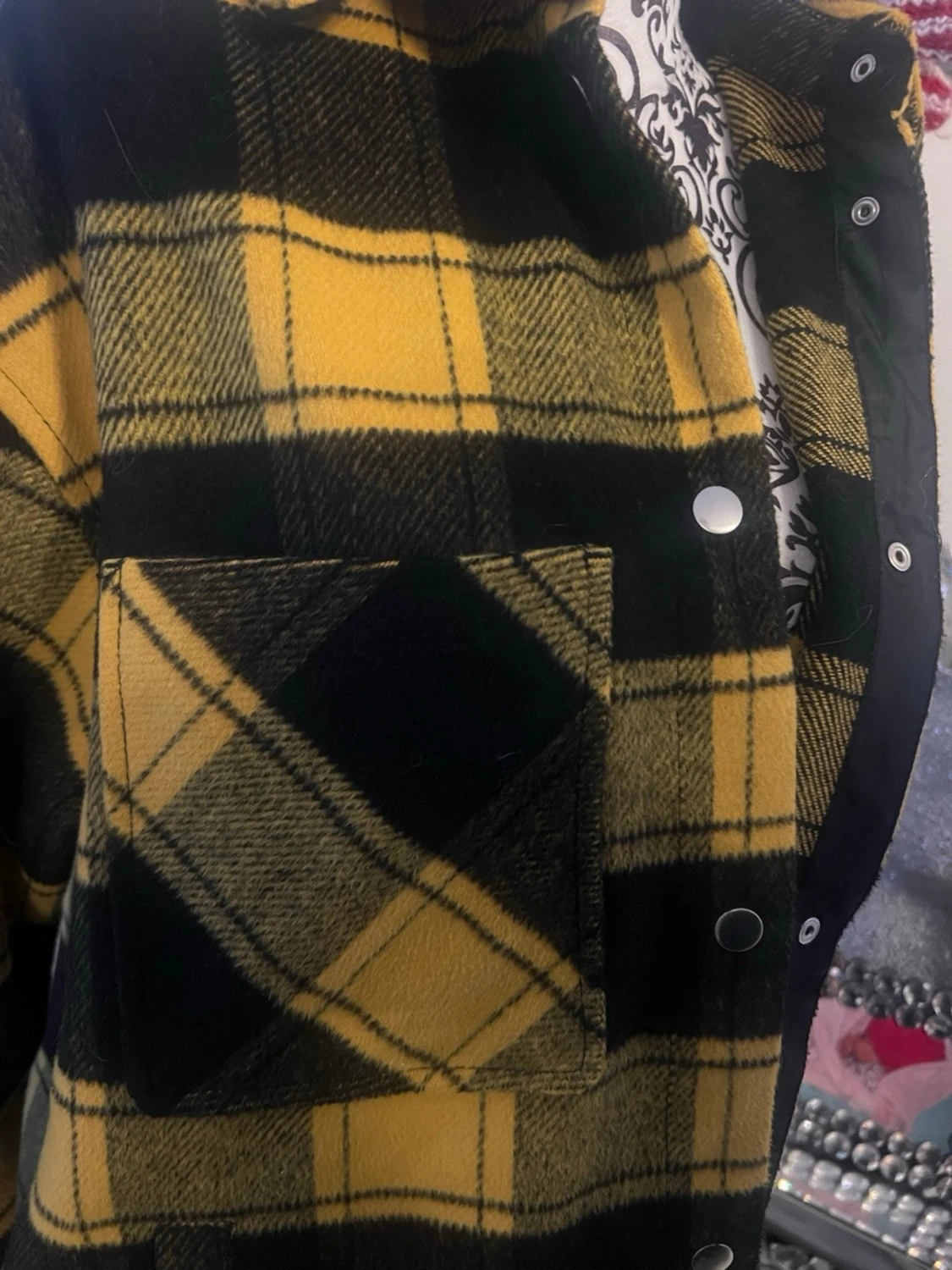 Gul och svart rutig overshirt - 2