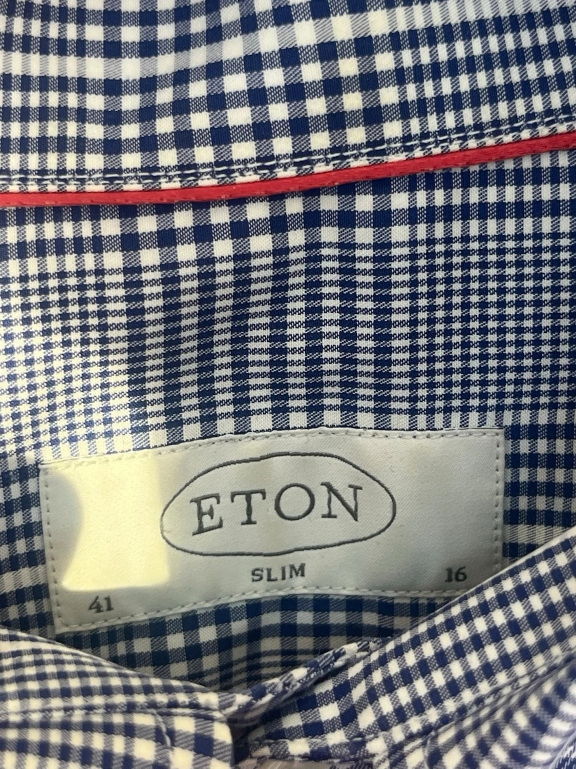 Blårutig skjorta från Eton slim fit - 1